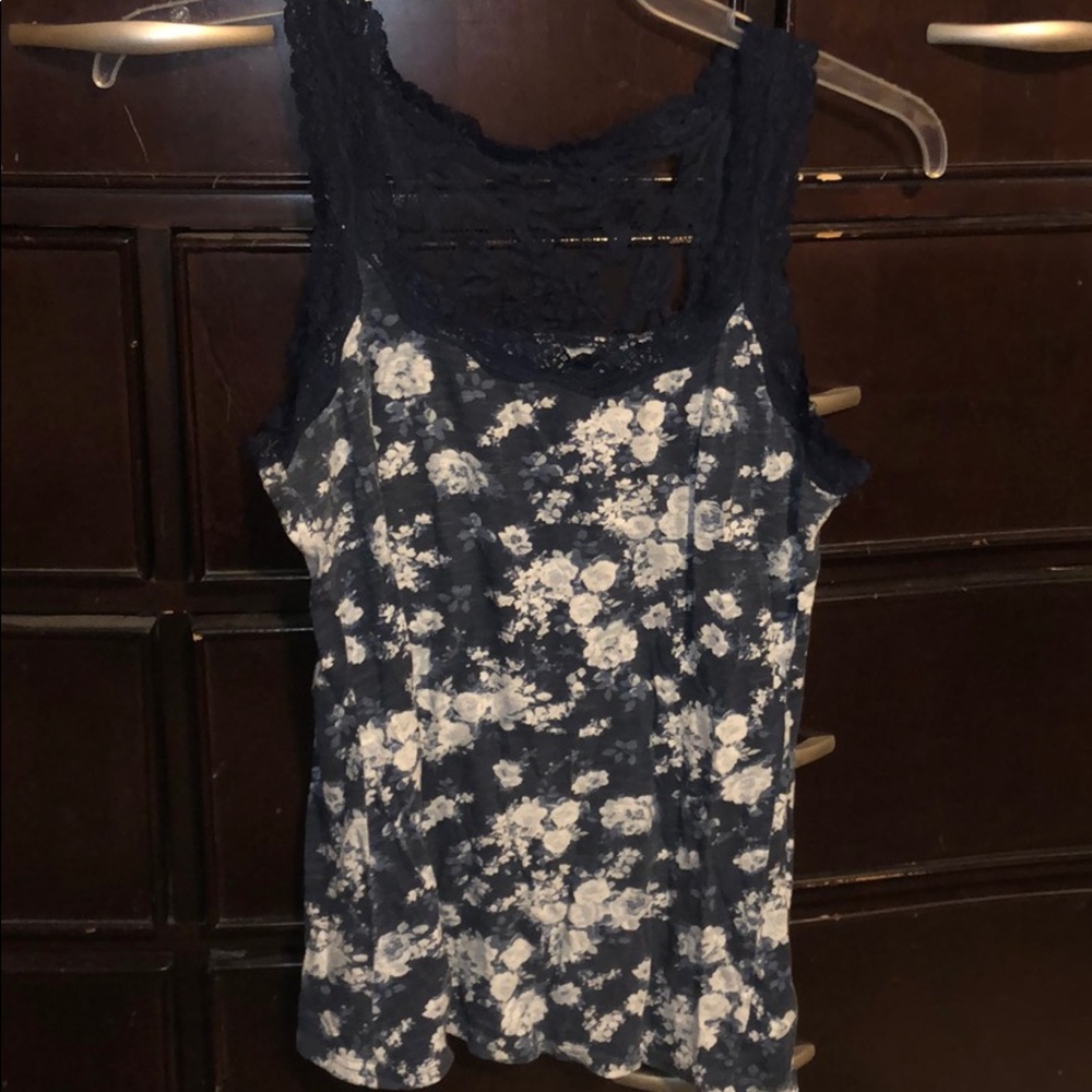 Floral and lace tank